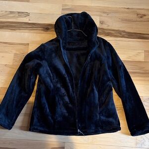 Plush Black Faux Fur Zip Jacket